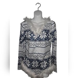 Blue and White Snowflake Cardigan